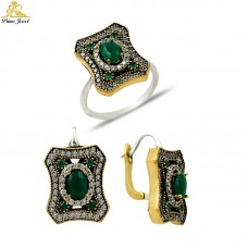 Gümüş Otantik Taşlı Set